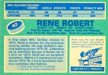 1976-77 O-Pee-Chee #42 Rene Robert Back