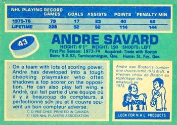 1976-77 O-Pee-Chee #43 Andre Savard Back