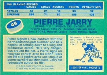 1976-77 O-Pee-Chee #49 Pierre Jarry Back