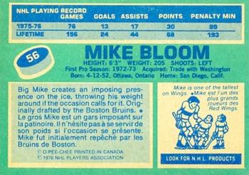 1976-77 O-Pee-Chee #56 Mike Bloom Back
