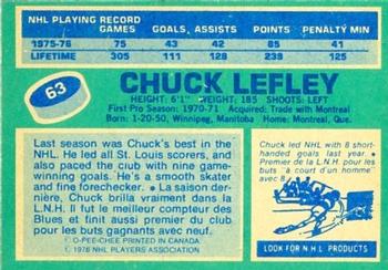 1976-77 O-Pee-Chee #63 Chuck Lefley Back