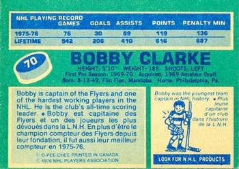 1976-77 O-Pee-Chee #70 Bobby Clarke Back