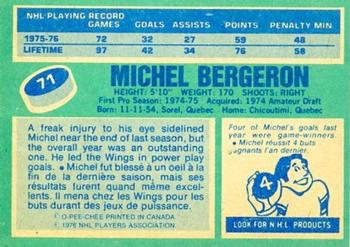 1976-77 O-Pee-Chee #71 Michel Bergeron Back