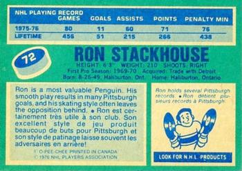 1976-77 O-Pee-Chee #72 Ron Stackhouse Back