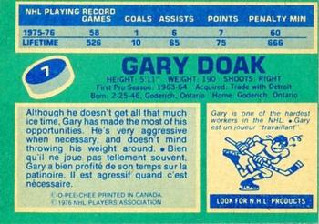 1976-77 O-Pee-Chee #7 Gary Doak Back