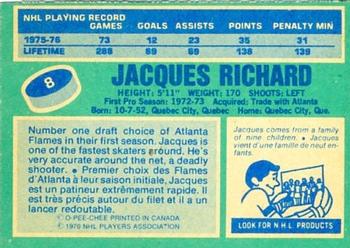 1976-77 O-Pee-Chee #8 Jacques Richard Back