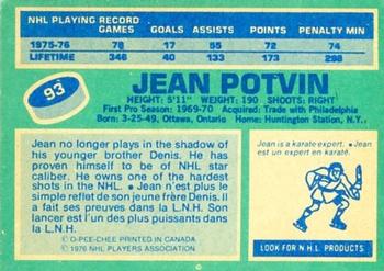 1976-77 O-Pee-Chee #93 Jean Potvin Back
