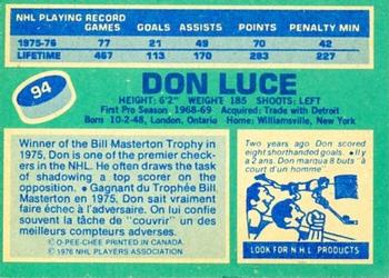1976-77 O-Pee-Chee #94 Don Luce Back