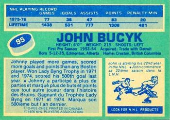 1976-77 O-Pee-Chee #95 John Bucyk Back