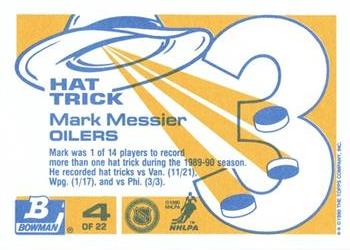 1990-91 Bowman - Hat Tricks Collector's Edition (Tiffany) #4 Mark Messier Back