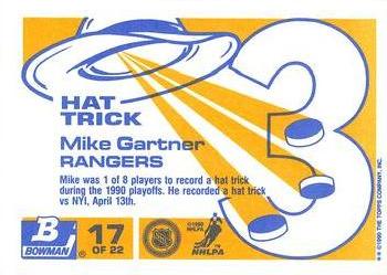 1990-91 Bowman - Hat Tricks Collector's Edition (Tiffany) #17 Mike Gartner Back