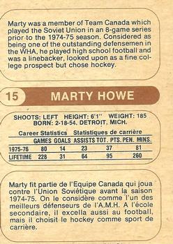1976-77 O-Pee-Chee WHA #15 Marty Howe Back