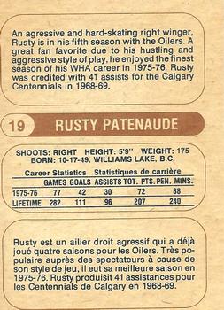 1976-77 O-Pee-Chee WHA #19 Rusty Patenaude Back