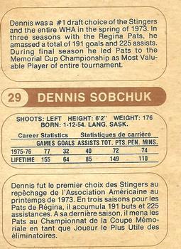 1976-77 O-Pee-Chee WHA #29 Dennis Sobchuk Back