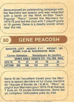 1976-77 O-Pee-Chee WHA #60 Gene Peacosh Back