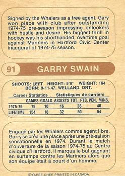 1976-77 O-Pee-Chee WHA #91 Garry Swain Back