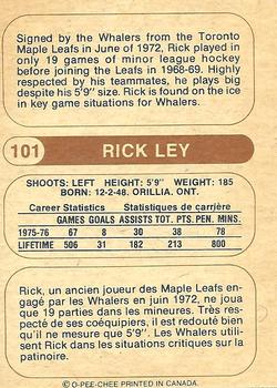 1976-77 O-Pee-Chee WHA #101 Rick Ley Back