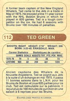1976-77 O-Pee-Chee WHA #112 Ted Green Back