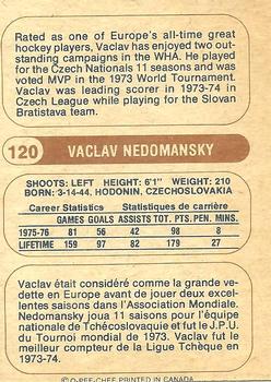 1976-77 O-Pee-Chee WHA #120 Vaclav Nedomansky Back