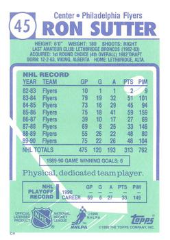 1990-91 Topps - Collector's Edition (Tiffany) #45 Ron Sutter Back
