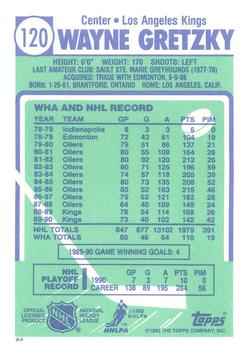 1990-91 Topps - Collector's Edition (Tiffany) #120 Wayne Gretzky Back