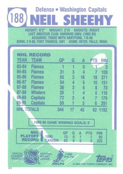 1990-91 Topps - Collector's Edition (Tiffany) #188 Neil Sheehy Back