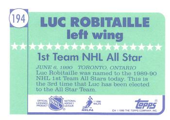 1990-91 Topps - Collector's Edition (Tiffany) #194 Luc Robitaille Back