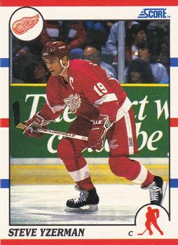1990-91 Score Hottest and Rising Stars #4 Steve Yzerman Front