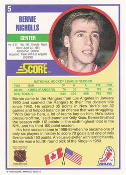 1990-91 Score Hottest and Rising Stars #5 Bernie Nicholls Back