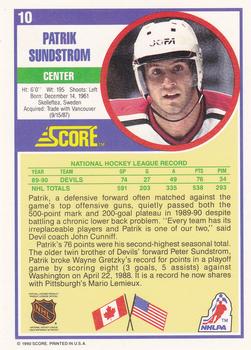 1990-91 Score Hottest and Rising Stars #10 Patrik Sundstrom Back
