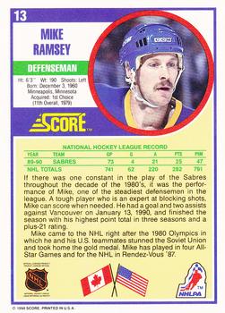 1990-91 Score Hottest and Rising Stars #13 Mike Ramsey Back