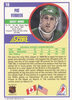 1990-91 Score Hottest and Rising Stars #18 Pat Verbeek Back