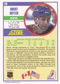 1990-91 Score Hottest and Rising Stars #19 Brent Sutter Back