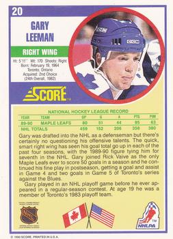 1990-91 Score Hottest and Rising Stars #20 Gary Leeman Back
