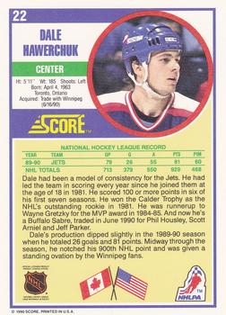 1990-91 Score Hottest and Rising Stars #22 Dale Hawerchuk Back