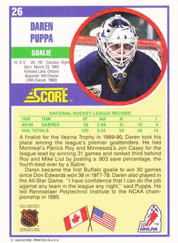 1990-91 Score Hottest and Rising Stars #26 Daren Puppa Back