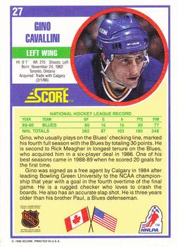 1990-91 Score Hottest and Rising Stars #27 Gino Cavallini Back