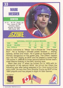 1990-91 Score Hottest and Rising Stars #33 Mark Messier Back
