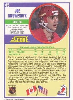 1990-91 Score Hottest and Rising Stars #45 Joe Nieuwendyk Back
