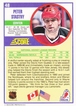 1990-91 Score Hottest and Rising Stars #48 Peter Stastny Back