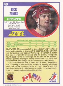 1990-91 Score Hottest and Rising Stars #49 Rick Zombo Back