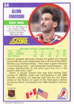 1990-91 Score Hottest and Rising Stars #54 Glenn Anderson Back