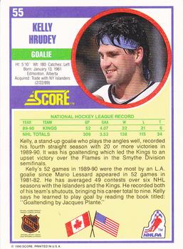 1990-91 Score Hottest and Rising Stars #55 Kelly Hrudey Back