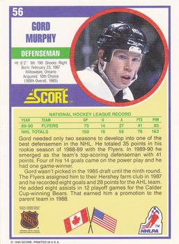 1990-91 Score Hottest and Rising Stars #56 Gord Murphy Back