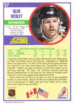 1990-91 Score Hottest and Rising Stars #57 Glen Wesley Back