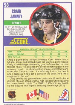 1990-91 Score Hottest and Rising Stars #58 Craig Janney Back