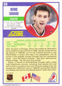 1990-91 Score Hottest and Rising Stars #59 Denis Savard Back