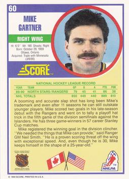 1990-91 Score Hottest and Rising Stars #60 Mike Gartner Back