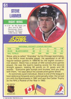 1990-91 Score Hottest and Rising Stars #61 Steve Larmer Back
