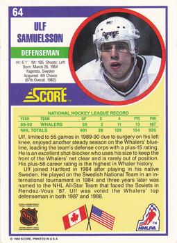1990-91 Score Hottest and Rising Stars #64 Ulf Samuelsson Back